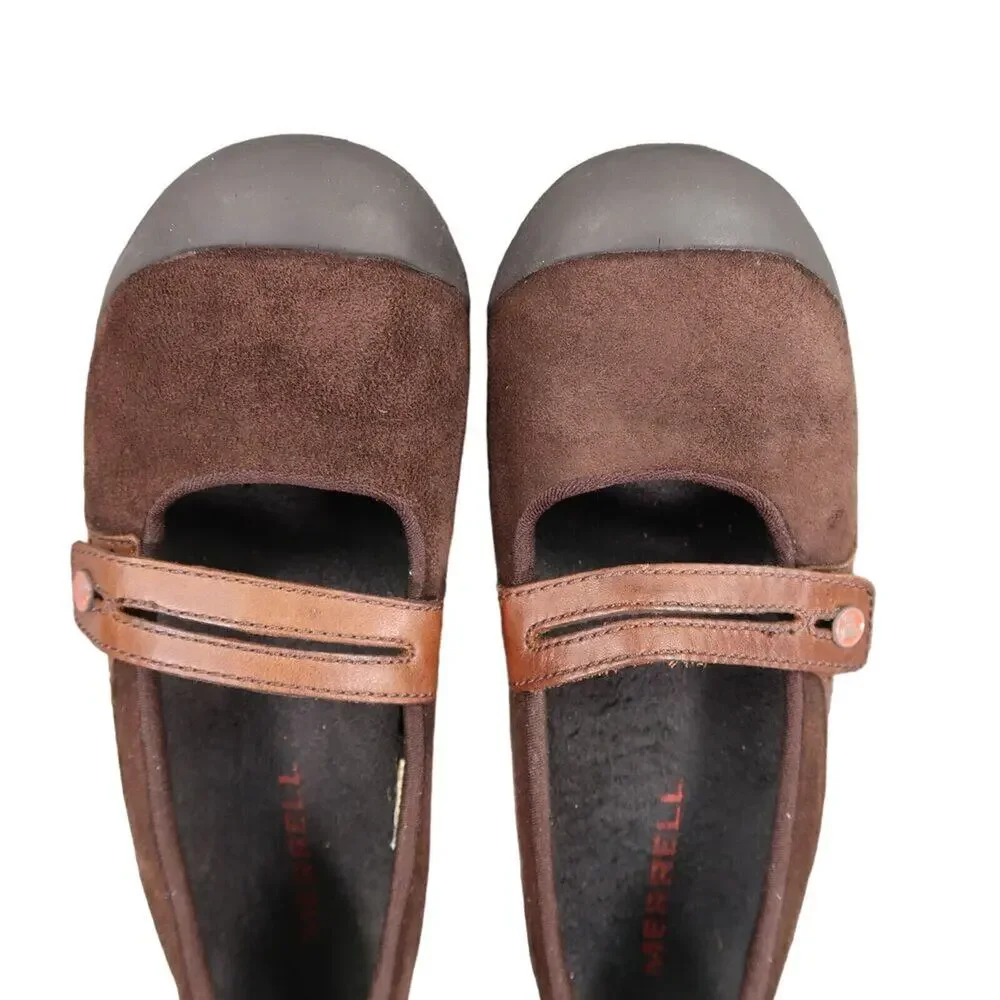 Merrell Shoes Women 7 Mary Jane Wedge Leather Plaza Bandeau Casual Comfort Brown